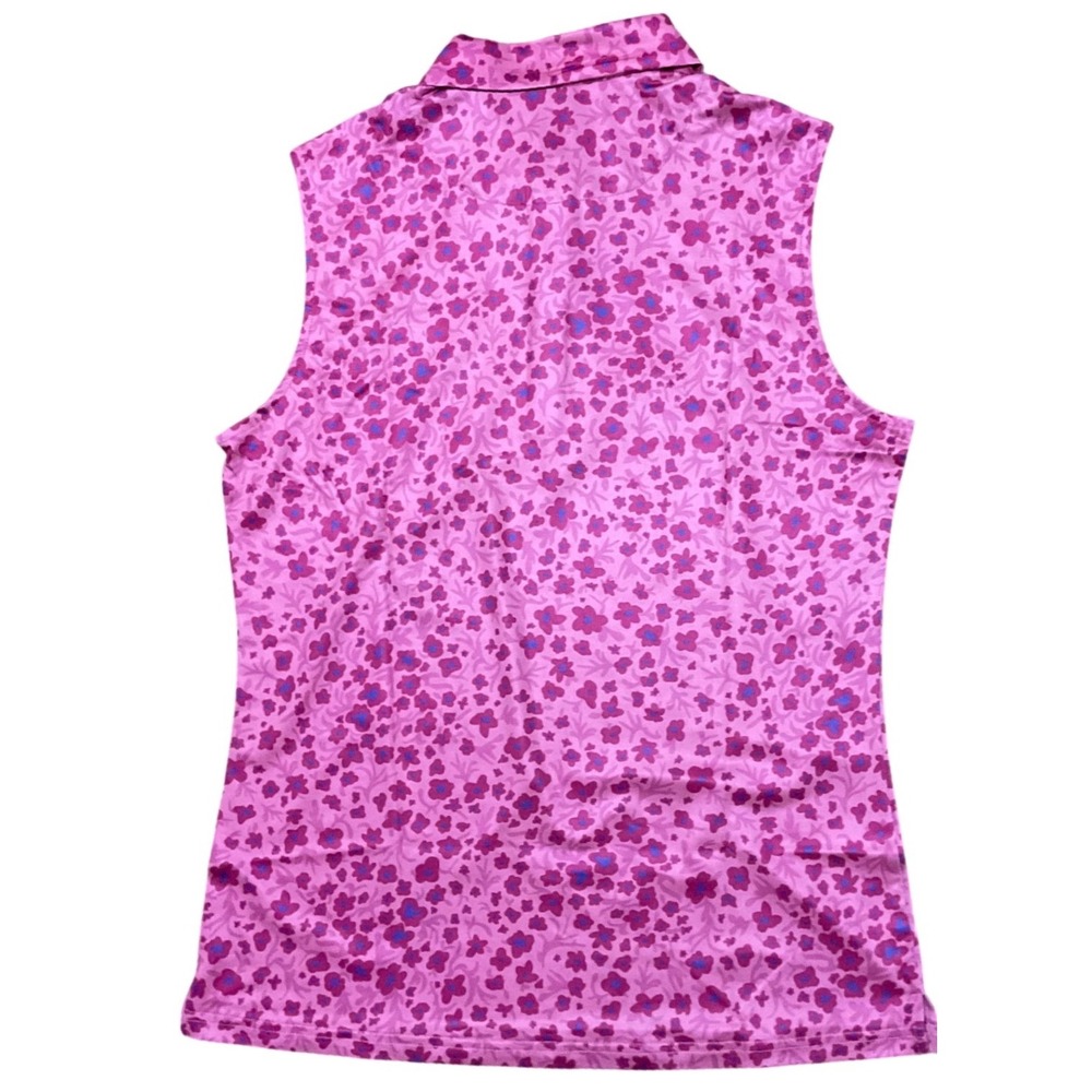 Pins & Aces Golf Co Womens Pink Floral Sleeveless Polo Golf Shirt Size XL NWT - Picture 2 of 4